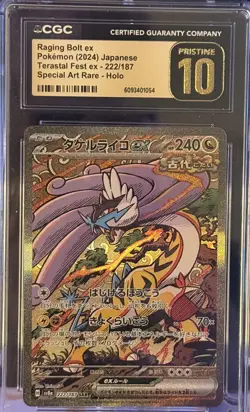 CGC Pristine 10 Raging Bolt ex 222/187 SAR Holo Terastal Festival Pokemon Card - Image 1