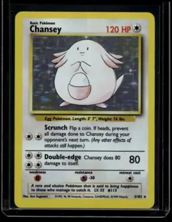 Pokemon TCG Chansey 3/102 Base Set Holo Rare LP - Image 1