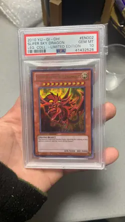 2010 Yugioh PSA 10 GEM MINT Slifer The Sky Dragon LC01-EN002 Ultra Rare - Image 3