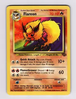 Flareon 19/64 Jungle Unlimited 1999 Pokemon Kagemaru Himeno Eeveelution - Image 1