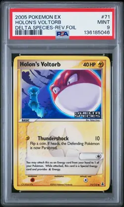 2005 POKEMON EX DELTA SPECIES #71 HOLON'S VOLTORB-REVERSE FOIL PSA 9 - Image 1
