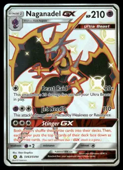 Pokemon Cards Naganadel GX SV63/SV94 Hidden Fates Rare Shiny GX NM - Image 1