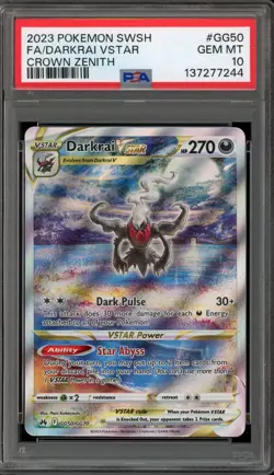 Pokemon Darkrai VSTAR Crown Zenith Galarian Gallery Full Art #GG50 PSA 10 - Image 1
