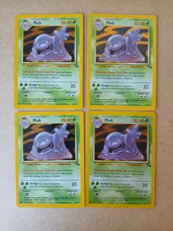 Pokemon TCG Muk 13/62 Fossil Holo 4x Card Lot LP Condition - Image 1