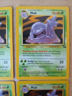 Pokemon TCG Muk 13/62 Fossil Holo 4x Card Lot LP Condition - Image 3
