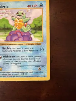 SQUIRTLE 1st Edition Base Set Shadowless 63/102 1999 POKEMON - Image 3