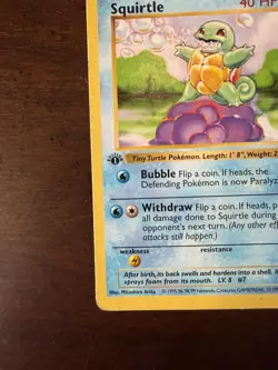 SQUIRTLE 1st Edition Base Set Shadowless 63/102 1999 POKEMON - Image 5