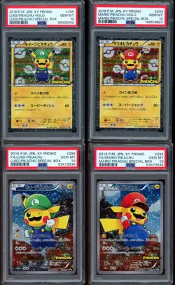 2016 Pokemon Mario Luigi Pikachu Poncho Japanese XY Promo Complete Set PSA 10 - Image 1