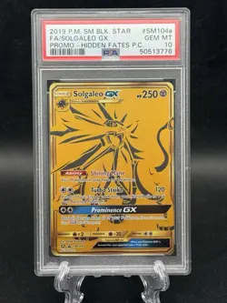 POKEMON SUN & MOON HIDDEN FATES BLACK STAR PROMO SOLGALEO GX #SM104a PSA 10 - Image 1