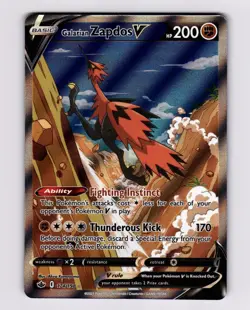 Galarian Zapdos V Alternate Alt Full Art 174/198 Chilling Reign 2021 Pokemon - Image 1