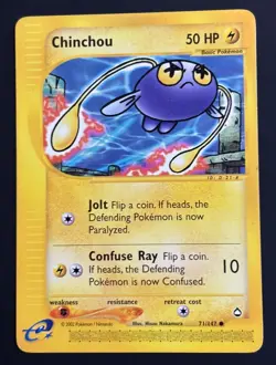 Chinchou 71/147 Pokemon Aquapolis Unlimited 2002 Non-Holo LP - Image 1