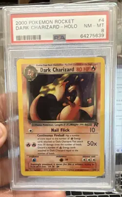 2000 Pokemon Team Rocket Dark Charizard Holo 4/82 PSA 8 - Image 1