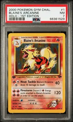 PSA 7 - 1st edition Blaine's Arcanine 1/132 Holo - 2000 Pokemon Gym Challenge - Image 1
