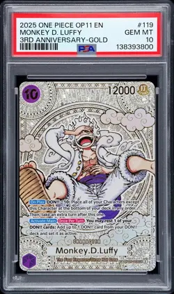 Monkey D. Luffy One Piece Op11-A Fist Of Divine Speed 119 NM PSA 10 - Image 1