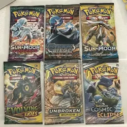 Pokemon Booster Pack Lot Assorted Lot Of 6 Sun And Moon Sword And Shield XY - Image 1