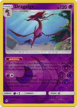 Pokemon - Dragalge - 53/131 - Rare - Reverse Holo - Sun & Moon Forbidden Light - - Image 1