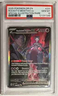 2025 Pokemon Destined Rivals Rocket's Mewtwo ex #231 SIR PSA 10 - Image 1