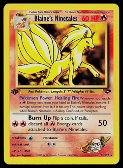 Pokemon Card - Blaine's Ninetales Gym Challenge 21/132 Rare 1st Edition - Image 1
