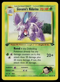 Pokemon Card - Giovanni's Nidorino Gym Challenge 045/132 Uncommon 1st Edition - Image 1
