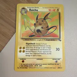 Raichu 29/62 Fossil Rare Non Holo 1999 Vintage Pokemon TCG Unlimited - LP - Image 1