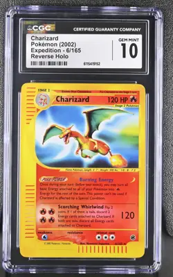 CGC 10 GEM MINT Charizard 2002 Expedition 6/165 Reverse Holo Pokemon Card - Image 1