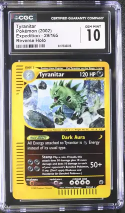 CGC 10 GEM MINT Tyranitar 2002 Expedition 29/165 Reverse Holo Pokemon Card - Image 1