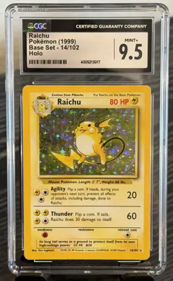1999 Pokemon Base Set Raichu 14/102 Holo CGC 9.5 MINT+ - Image 2