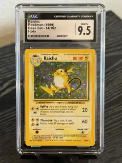 1999 Pokemon Base Set Raichu 14/102 Holo CGC 9.5 MINT+ - Image 3