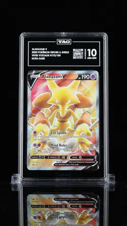2020 POKEMON SWORD & SHIELD VIVID VOLTAGE #172 FULL ART/ALAKAZAM V PSA 10 TAG - Image 1