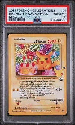2021 POKEMON #24 BIRTHDAY PIKACHU CELEBRATIONS PSA 10 Gem Mint 25. Jubilaum - Image 1