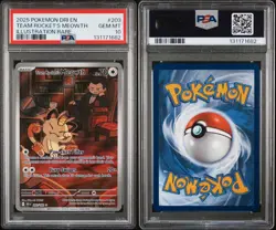 2025 POKEMON DESTINED RIVALS ILLUSTRATION RARE #203 TEAM ROCKET'S MEOWTH PSA 10 - Image 5