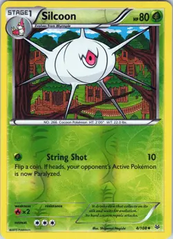 Silcoon 4/108 Uncommon - Pokemon TCG XY: Roaring Skies - Reverse Holo (NM) - Image 1