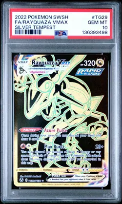 2022 POKEMON SWORD & SHIELD SILVER TEMPEST #TG29 FULL ART/RAYQUAZA VMAX PSA 10 - Image 1