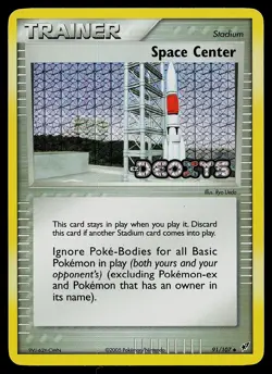 Pokemon Card - Space Center Deoxys 91/107 Uncommon Reverse Holo Stamped - Image 1