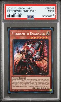 Fiendsmith Engraver Yugioh 2024 1st Edition Secret Rare Info PSA 9 Mint - Image 1