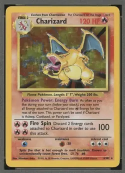 Pokemon Charizard 4/102 Base Set Holo Rare English Trading Card - Image 1