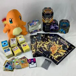 Pokemon Bundle: Charmander Plushie, Binders, Tins, Over 300 Cards (L1) CP#8683 - Image 1