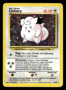 Clefairy 5/102 Holo Rare Base Set Pokemon Card - Image 1