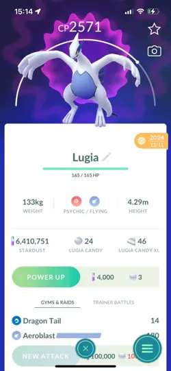 Pokemon Go Legendary Lugia ( Normal ) ( Reduced) - Image 1