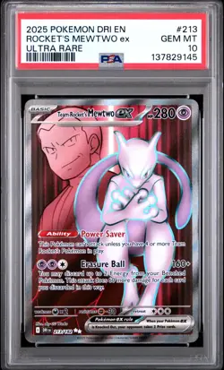 PSA 10 TEAM ROCKET'S MEWTWO EX 213/182 ULTRA RARE DESTINED RIVALS POKEMON 😍 - Image 1