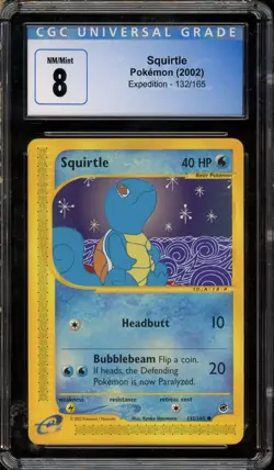 2002 Squirtle 132/165 - Pokemon Expedition CGC 8 NM/MINT - Image 1