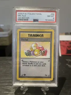 Mr. Fuji 58/62 Fossil 1st Edition Pokemon WOTC PSA 8 INCORRECT LABEL English - Image 1