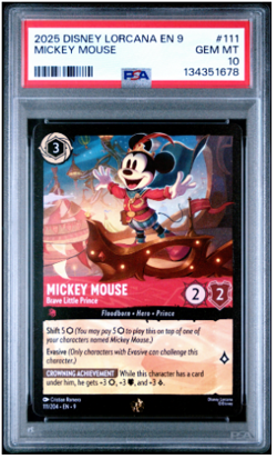2025 DISNEY LORCANA EN 9-FABLED #111 MICKEY MOUSE BRAVE LITTLE PRINCE PSA 10 - Image 1