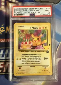 Pokemon Celebrations Classic Collection Birthday Pikachu #24 Holo Card PSA 9 - Image 1