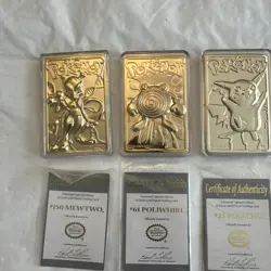 Pokemon 23K Gold Plated trading Cards 1999 Burger King Full Set Of 6 w 5 balls - Image 3