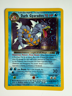 Pokemon TCG Team Rocket Dark Gyarados Prerelease Holographic Rare Card Swirl - Image 1