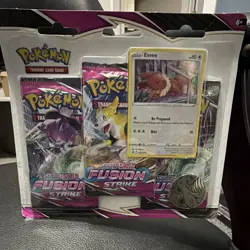 Pokemon Fusion Strike Booster Pack Set 3 Packs Eevee Promo 2021 - Image 1