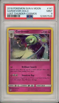 2018 Pokemon Sun & Moon Lost Thunder Cosmos Promo Gardevoir Holo #141 PSA 9 - Image 1