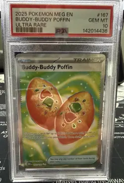 2025 POKEMON MEG EN BUDDY-BUDDY POFFIN ULTRA RARE #167 PSA 10 - Image 1