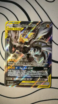 Pokemon TCG Pikachu And Zekrom GX Promo SM168 Tag Team Full Art Near Mint - Image 1